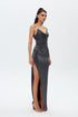 COWL NECK DEEP SLIT DRESS